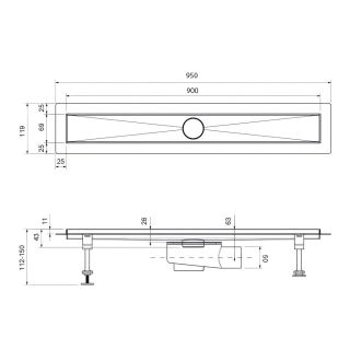 Душевой лоток Timo Drain System DS230109/00 90см с вставкой lines хром